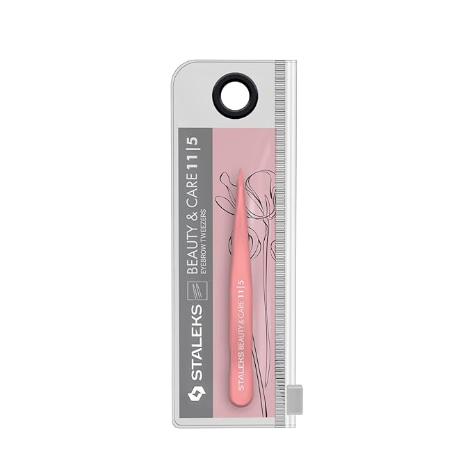 STALEKS BEAUTY & CARE 11 Type 5 Eyebrow Tweezers – Pointed Stainless Steel with Stylish Colored Handles for Ingrown Hairs & Spot Correction