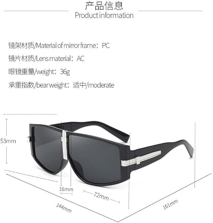 Full-enclosed wide-rim sunglasses new punk style hip-hop glasses men's UV protection sunglasses