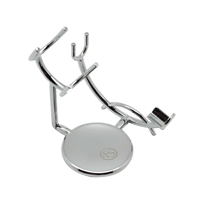 Anti Slip Chrome Metal Razor and Shaving Brush Stand Holder