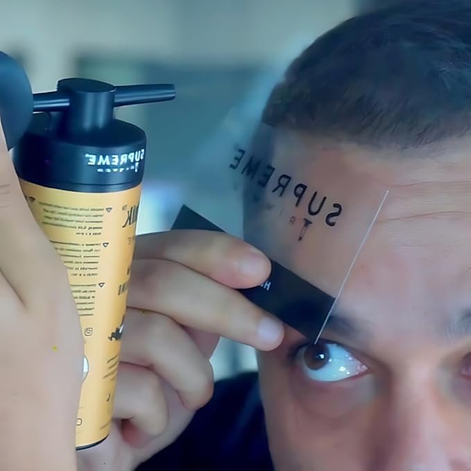 Supreme Trimmer Hair Fibers 9-in-1 Kit | 25G Keratin Fibers, Pump Nozzle, Hairline Cards, S&L Shaker, Brush, Wipes, Mirror, Hold Spray | Conceal/Thicken Thinning Hair in Men & Women | Black