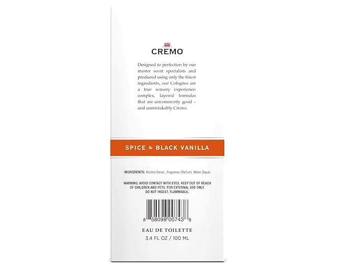 Cremo Astonishingly Superior Cologne for Men No. 11, Spice & Black Vanilla, 3.4 fl oz (Pack of 2)