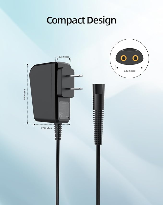 Charger Cord Fit for Braun Shaver Series 7 9 3 5 1 9290cc 9095cc 3040s 310s 340S S9 S7 S5 Pro, Power Replacement for Braun Electric Razor Adapter