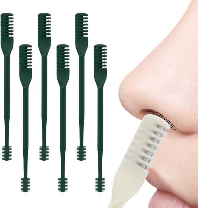 Nasal Hair Cutter, 2025 Upgraded Portable Manual Nasal Hair Trimmer for Women Men, Travel Essentials Nose Hair Remover Grooming Tool for Daily Use Halloween Christmas Gifts (Dark Green, 6 Pcs)