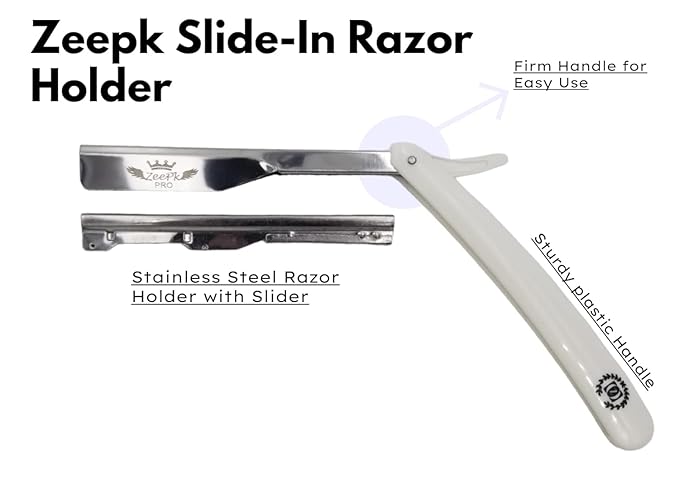 Navaja De Afeitar Professional - Zeepk Straight Razor Kit for Men with 10 double edge blades - Acero Inoxidable - Barber Grade shaving razor set para barberos y hombres Classic manual Shave