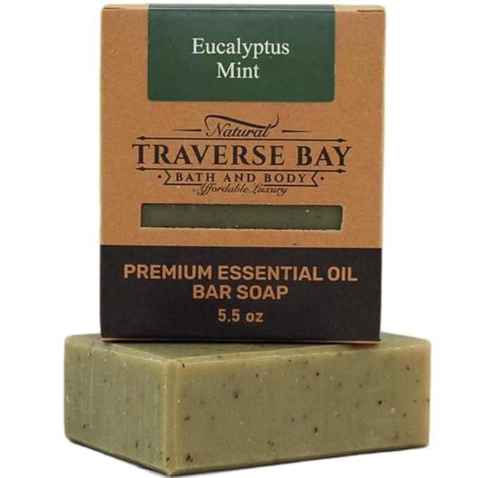 Traverse Bay Bath and Body Natural Cold Process Soap Masculine 4-Bar Variety Pack, Brown Windsor, Bay Rum, Northern Forest, Spearmint Orange, 5.5 oz Each, 22+ oz Total