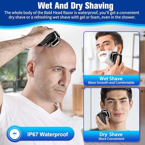 9D Head Shavers for Bald Men, Electric Shaver for Men,6 in 1 Mens Grooming Kit with Nose Hair Trimmer, Beard Trimmer,Waterproof Wet/Dry Rotary Shaver,Gift for Father, Husband, Boyfriend