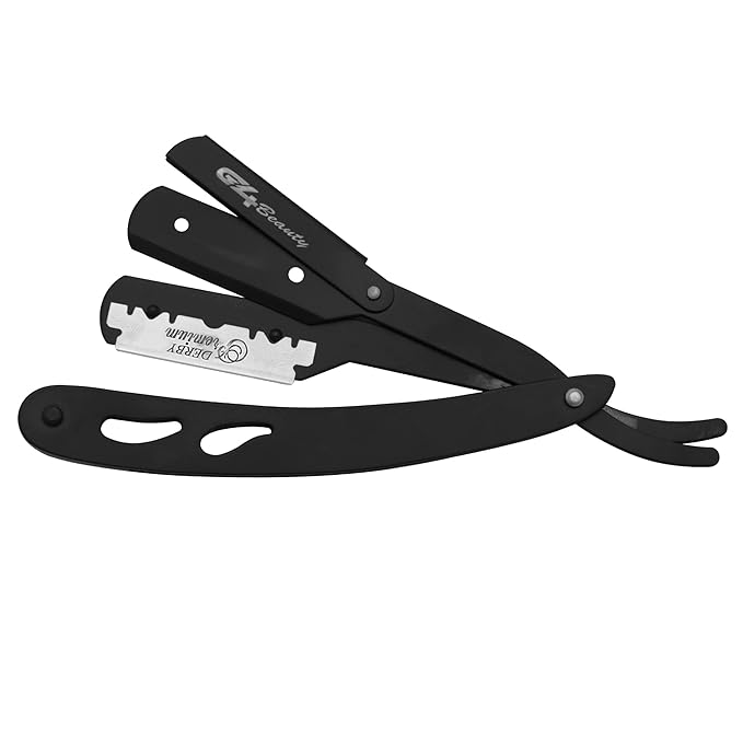 G4 Stainless Steel Straight Edge Barber Shaving Razor Blade for Close Shaving Men Replaceable Blades (Black)