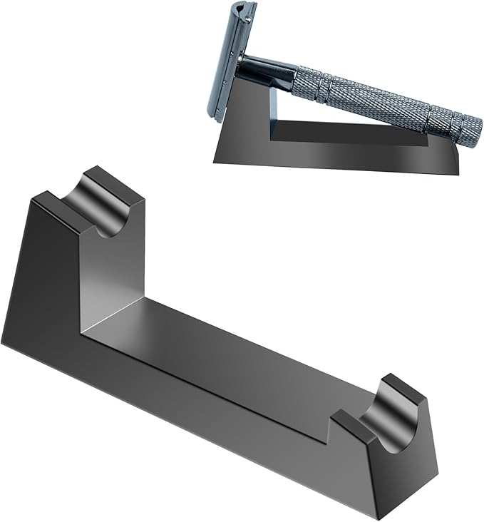 Aluminum Alloy Razor Stand, Safety Aluminum Men's Shaving Stand Black for Bathroom Countertops, Compatible with Henson AL13, AL13-M and Ti22, Anti-Rust and Durable