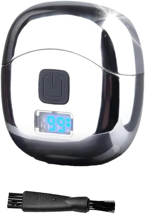 Electric Shaver for Men Mini, Portable Electric Razor with LED Display, Detachable Washable Head, Type-C Charging, Double Foil Rotary Shaver for Face