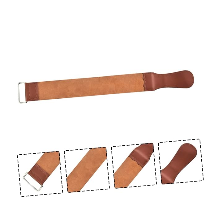 Straight Razor Strop Tool Double-sided Artificial Leather Sharpening Strap for Barbers Professional Razor Sharpening and Polishing Durable Easy to Use Brown