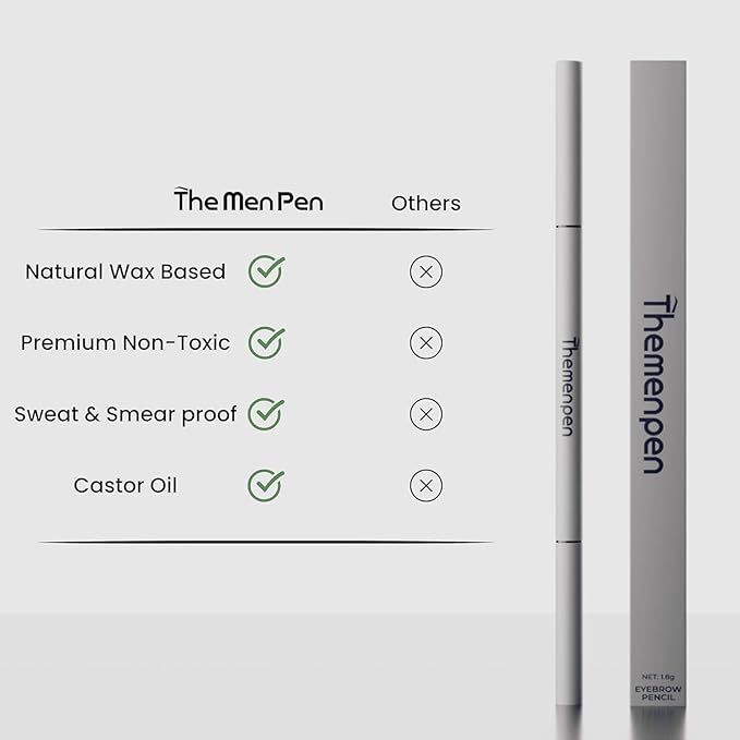 The Men Pen Eyebrow Boosting + Caffeine Kit | Eyebrow, Beard and Hair Filler | Waterproof, Long Lasting, Sweat Proof - Light Brown