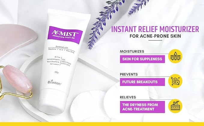 Acmist Moisturizing Cream Gel for Oily & Acne-Prone Skin | Oil-Free, Non-Comedogenic, Quick Absorbing & Makeup Friendly | With Vitamin E, Aloe Vera & Squalane | For Men, Women & Teens | 100g/3.5 oz.