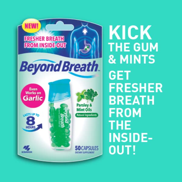 – Breath Freshening Capsules For Fresher Breath From The Inside Out –Works On Garlic And Odors From Other Food - Lasts Up To 8 Hours - 50 Capsules (Pack of 2)