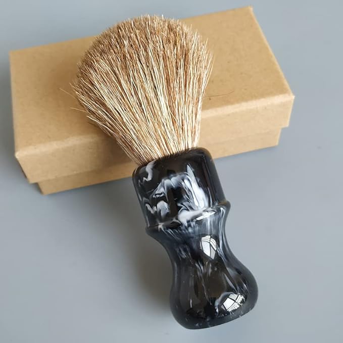 24mm brown soft horse hair shaving brush for man wet shaving (Black)
