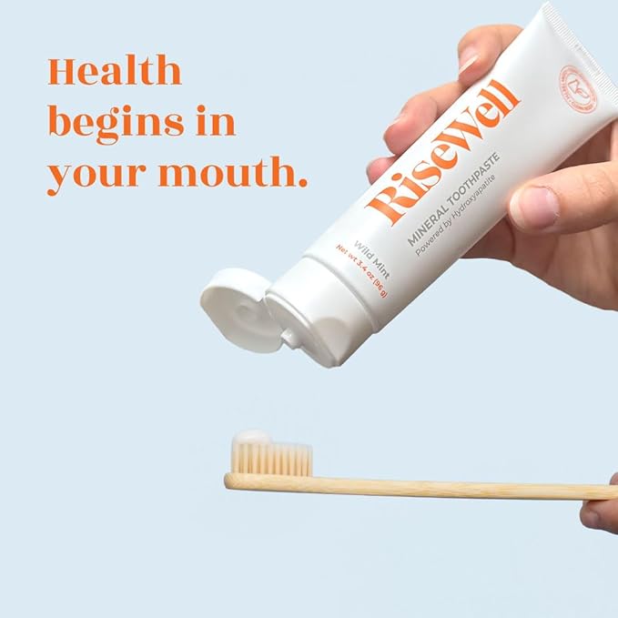 RiseWell Mineral Toothpaste - All Natural Toothpaste with Hydroxyapatite - Made in The USA, No Added Fluoride, Natural SLS-Free Toothpastes - for a Stronger and Healthier Teeth, Wild Mint, 3.4 Oz
