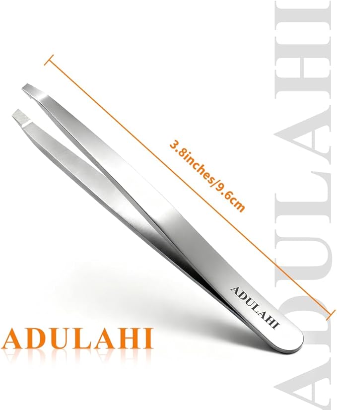 Professional Slant Tweezers for Eyebrows & Facial Hair - Precise Aligned Stainless Steel Remover with Storage Case