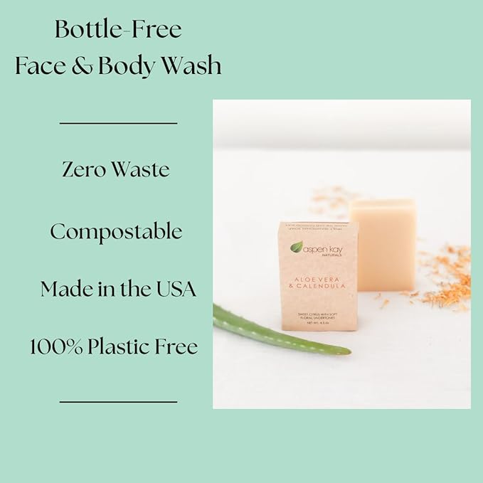Aloe Vera & Calendula Soap, Natural & Organic Ingredients, Organic Aloe Vera, Calendula & Turmeric Soap. Use for Face & Body. for Men, Women & Teens. Gentle Face Wash. (Pack of 6)