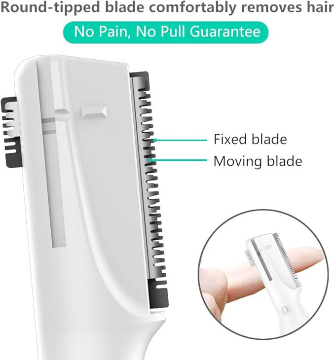 Eyebrow Trimmer for Women, Precision Facial Hair Trimmer for Chin, Lips, Neck, Upper Lip & Cheeks, Battery Operated Dual-Blade Groomer with Comb Attachment, Painless Portable Electric Shaper