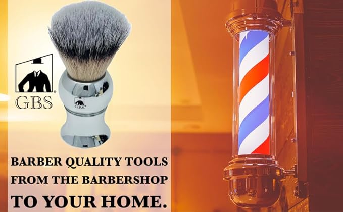 G.B.S Plastic Polished Mirror Shaving Brush for Wet Shave Using Shaving Cream & Soap- Best Shave of Your Life for Safety Razor, Double Edge Razor, Straight Razor or Shaving Razor