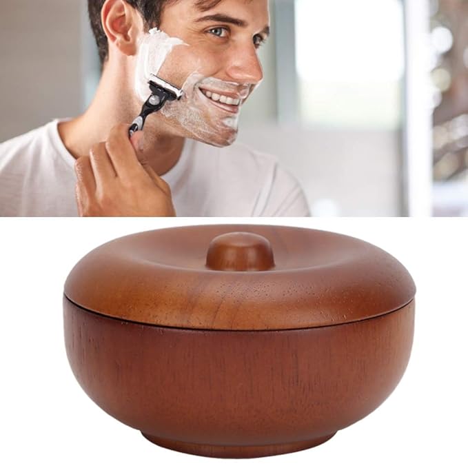 Wooden Shaving Brush Bowl Barber Tool for Organizing Shaving Accessories, Made of Durably Rubber Wood, Lightweight and to, Ideal for Creating Rich