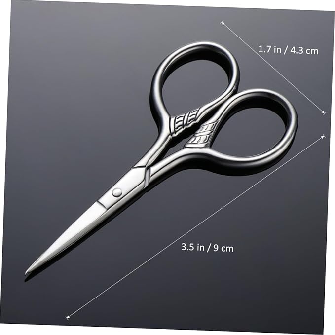 Beaupretty Stainless Steel Mustache Scissors for Men Beard Trimming Durable Rust Facial Hair Shears Precise Grooming Tool with Mirror Polished Silver Finish