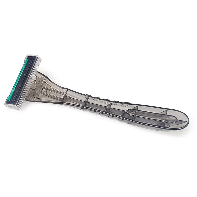 100 Pack Disposable Razors Individually Wrapped, Razors Bulk, Twin Stainless Steel Blade Razors for Hotel, Travel, Airbnb, Homeless (Grey)