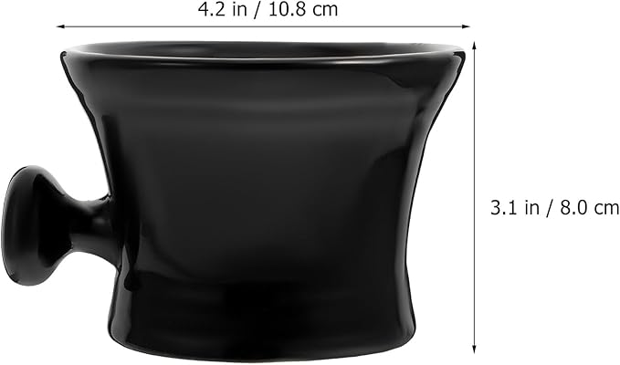 Men’s Ceramic Shaving Soap Bowl Black Foaming Lather Mug for Shaving Cream for Grooming and Bathroom Use