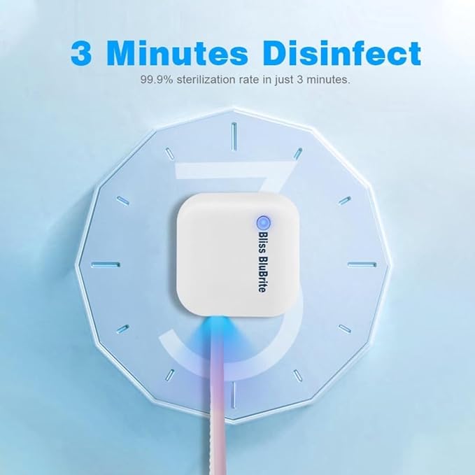 Portable UV-C Toothbrush Sanitizer and Holder – Travel Case for Manual & Electric Toothbrush Heads – UV Light Cleaning Box – USB Rechargeable – Travel-Friendly