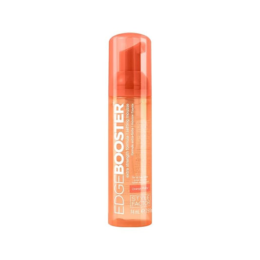 Style Factor EDGE BOOSTER Extra Strength Setting Mousse Travel Size – Frizz Control, Extra Volume, and Conditioning – 2.5oz Orange Ruby Mousse for Curly Hair