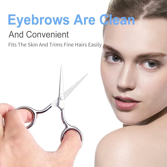 Eyebrow Scissors, Precision Grooming Shears, Nose Hair Trimmer - Professional Stainless Steel Fine Tip for Beard, Mustache, Eyelashes, Cuticles- ASONTAO (1Pcs Eyebrow Scissors)