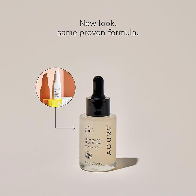 Acure Brightening Glow Serum - Anti Aging Face Serum, Bright Glow for Women & Men, Facial Skincare with Argan Oil and Cranberry Seed Oil, Vegan & Cruelty Free - 1 fl oz