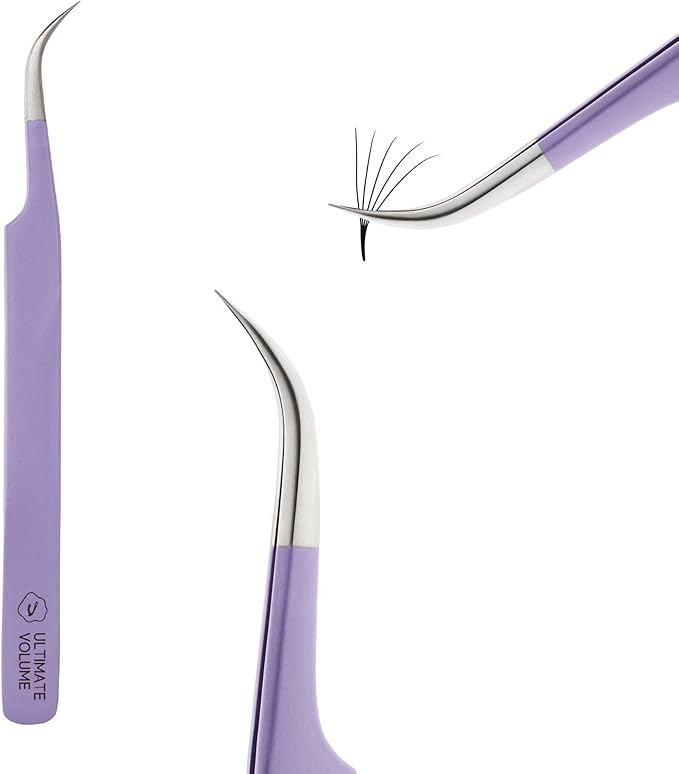 Eyesy Lash Ultimate Volume Lash Tweezer | Professional Volume False Lash Application Tool | Multi Shapes & Purposes Tweezers | Non-Slip Grip Tweezers (Purple)