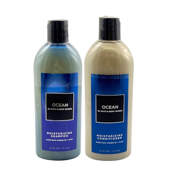 Bath and Body Works Men's Collection OCEAN 2 Piece Shower Gift Set with a Blue Bow - Shampoo and Conditioner - Full Size