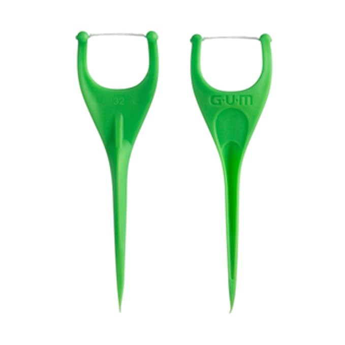GUM Angled Floss Picks, Perfect for Tight Teeth, Extra Strong Shred-Resistant Dental Floss, Angled for Easy Reach, Dental Flossers for Adults, Fresh Mint Flavor, 75 Count (Pack of 4) 300 Total