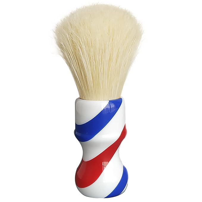 plisoft boar bristle hair shaving brush good backbone with barber pole resin handle has brean in