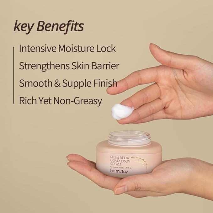FARMSTAY Rice & Bifida Complexion Cream, Dark Spots Remover Correcting with Niacinamide, Skin Barrier Repair for Glow Skin, Rice Moisturizer for Face, for Women & Men, Korean Skin Care, 4.05 Fl. Oz.