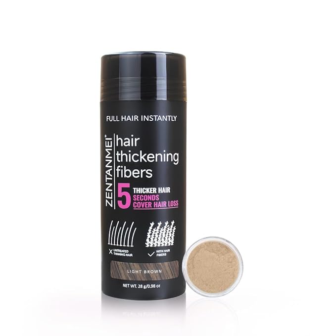 Hair Fibers for Thinning Hair for Women All-Natural Hair Building Fibers 0.98 Oz Hair Volume Powder Bald Spot Cover Up for Men & Women (Light Brown)