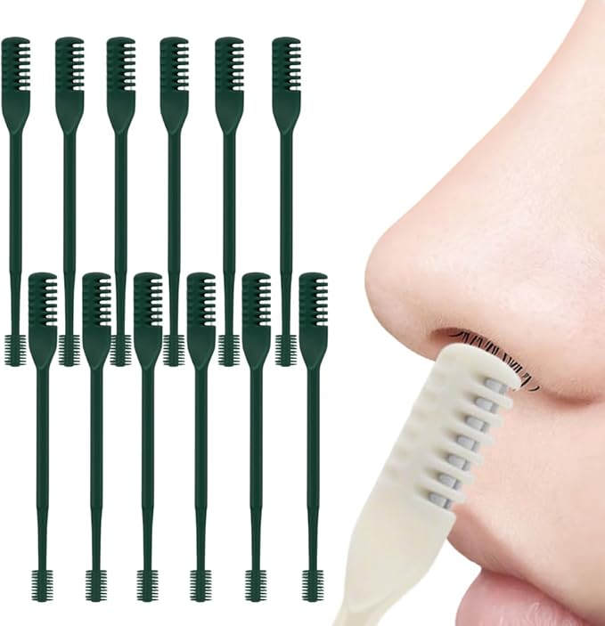 Nasal Hair Cutter, 2025 Upgraded Portable Manual Nasal Hair Trimmer for Women Men, Travel Essentials Nose Hair Remover Grooming Tool for Daily Use Halloween Christmas Gifts (Dark Green, 12 Pcs)