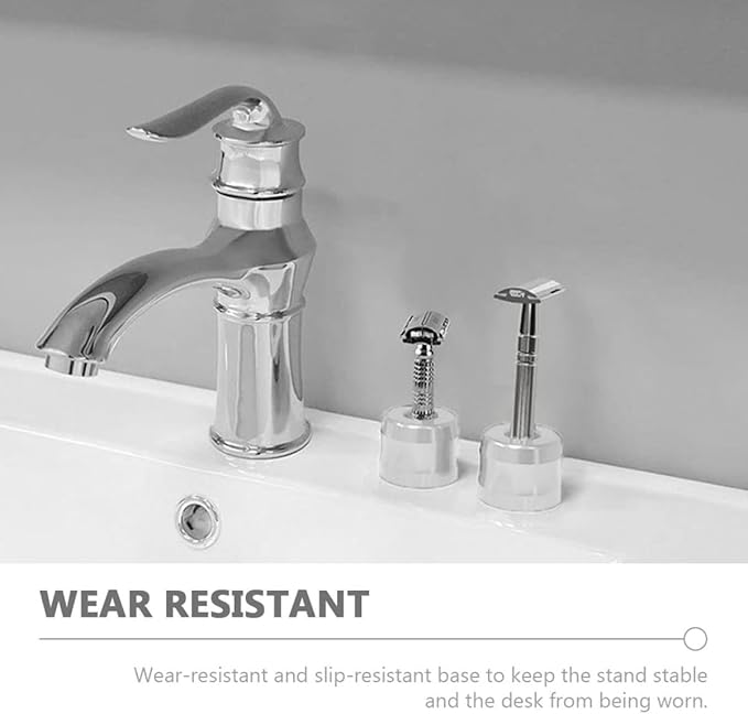 jojofuny 2pcs Shaver Storage Holder and Razor Brush Stand Aluminum Alloy Large Diameter Wide Opening for Men's Shaving Bathroom Desktop Organizer