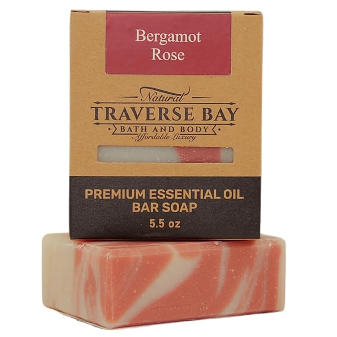 Traverse Bay Bath and Body Natural Cold Process Soap His & Hers 4-Bar Variety Pack, Brown Windsor, French Lavender, Eucalyptus Mint, Bergamot Rose, 5.5 oz Each, 22+ oz Total