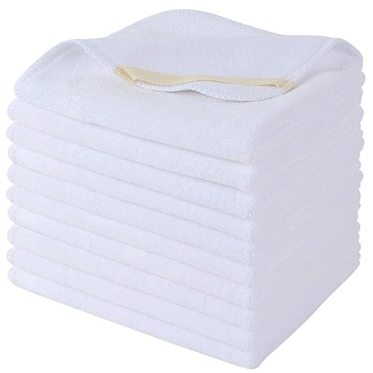 SINLAND Microfiber Facial Cloths Fast Drying Washcloth 12inch x 12inch White 10 pack