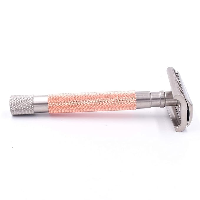 Parker Semi-Slant Safety Razor – Rose Gold Finish | Elegant DE Razor for Women & Men with Sensitive Skin | Slanted Head + 5 Parker Blades for Smooth Results | Iconic Brand