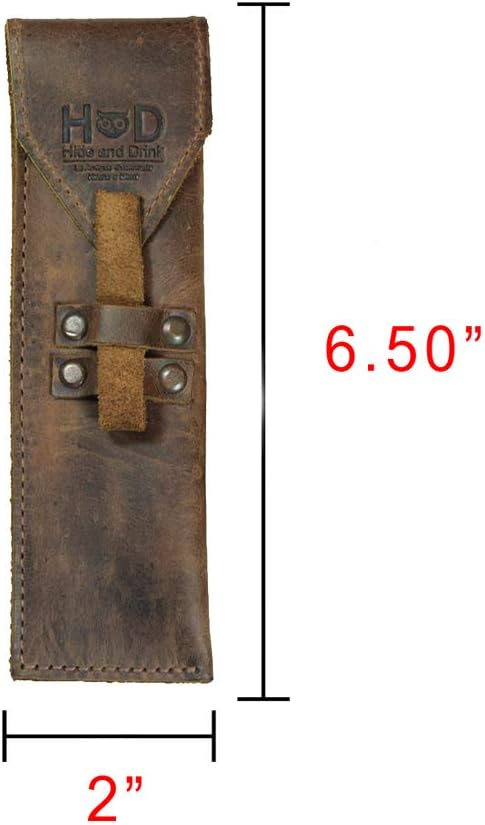 Rustic Leather Straight Razor Case Handmade by Hide & Drink (Bourbon Brown)