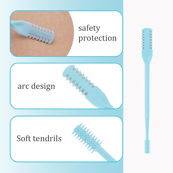 2 in 1 Nasal Hair Cutter, Double Sided Nose Hair Trimmer for Men Women, 360° Rotating Nose Hair Knife with Ear Picker, for Home Travel Essentials (Blue, 6pcs)