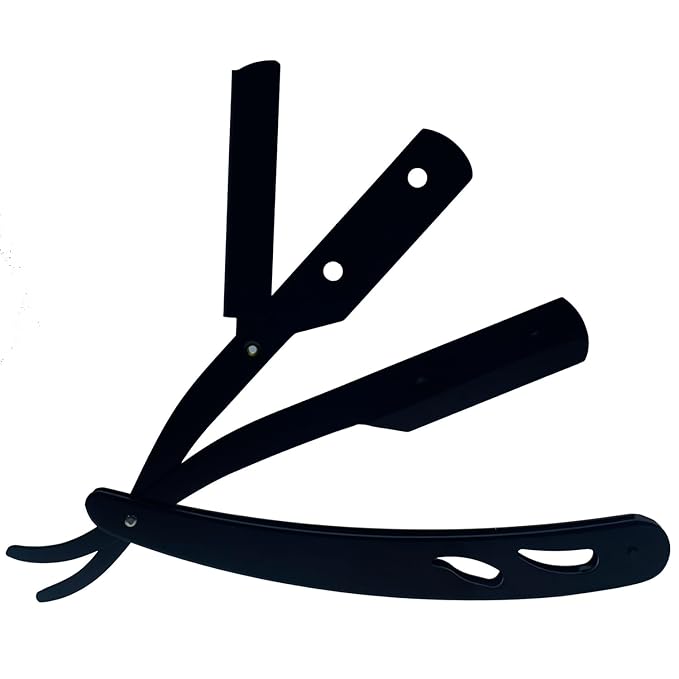 Stainless Steel Straight Edge Barber Shaving Razor Sicastar® Folding Straight Razor Single Edge Replaceable Blades fit for All of Double Edge Razor Blades (Black)