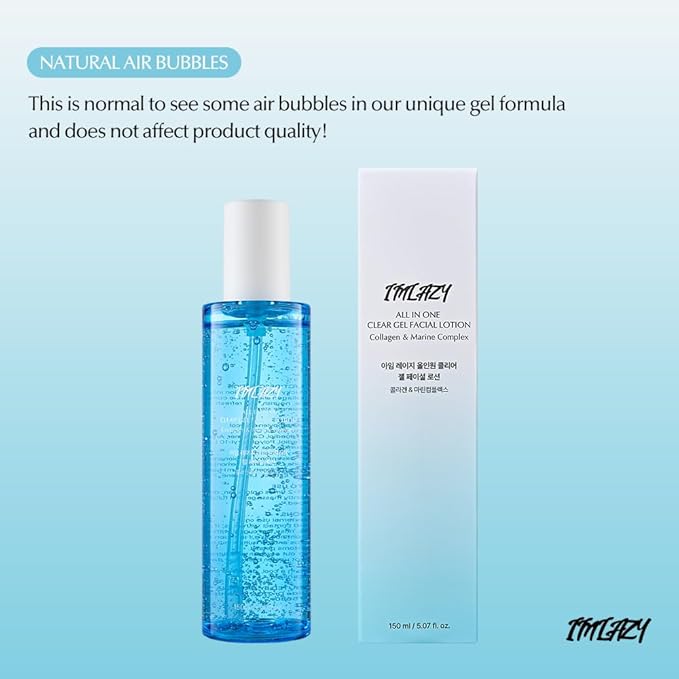 I'M LAZY All-in-One Clear Gel Moisturizer – Fast Absorbing Hydration with Hyaluronic Acid & Marine Complex | Non-Sticky All-in-One Face Gel for Men & Women (5.07 fl oz)