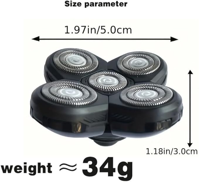 3-Pack Replacement Shaver Heads for Bald Men, Compatible with Freebird Electric Shaver for Smooth Comfortable Shave - 5 Blades Refills for Bald Head Maintenance