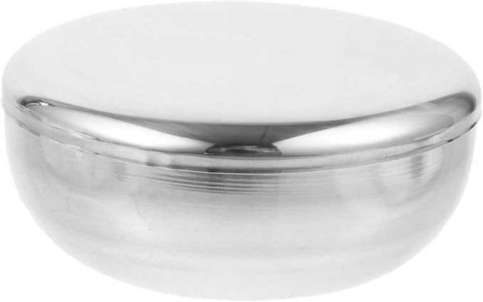 Men's Shaving Soap Bowl - Stainless Steel Shave Cup with Lid Durable Soap Puck after Shave for Lathering Cream and Traditional Wet Shaving Mug- 3.93x1.96in