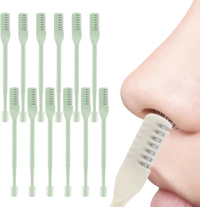 Nasal Hair Cutter, 2025 Upgraded Portable Manual Nasal Hair Trimmer for Women Men, Travel Essentials Nose Hair Remover Grooming Tool for Daily Use Halloween Christmas Gifts (Green, 12 Pcs)