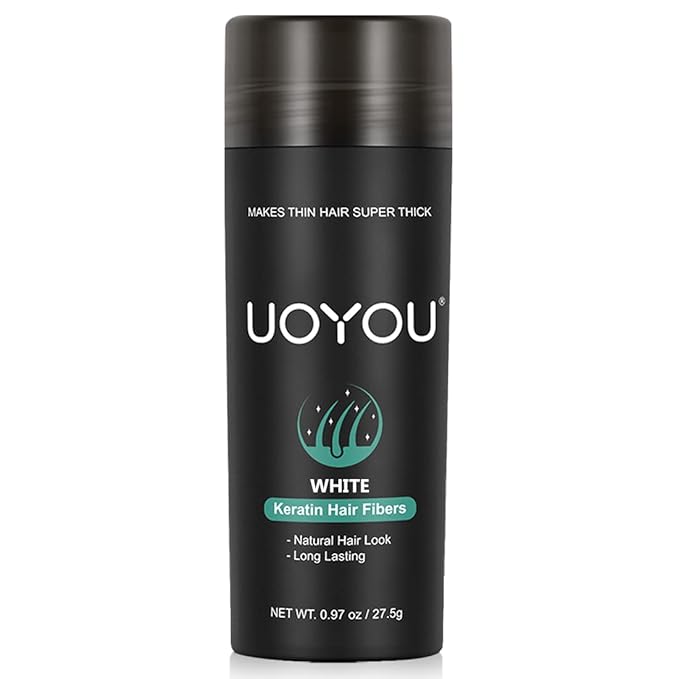 WHITE Hair Fibers for Thinning Hair 27.5g Bottle | Undetectable & Natural Keratin Hair Fibers Concealer for Hair Loss for Men and Women | Hair Building Fibres Powder [WHITE]